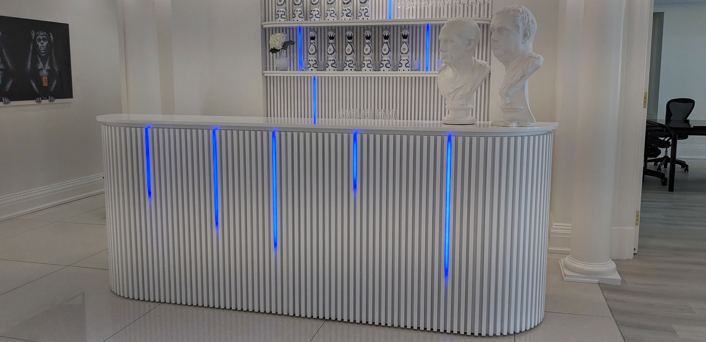 bar unit with blue lights