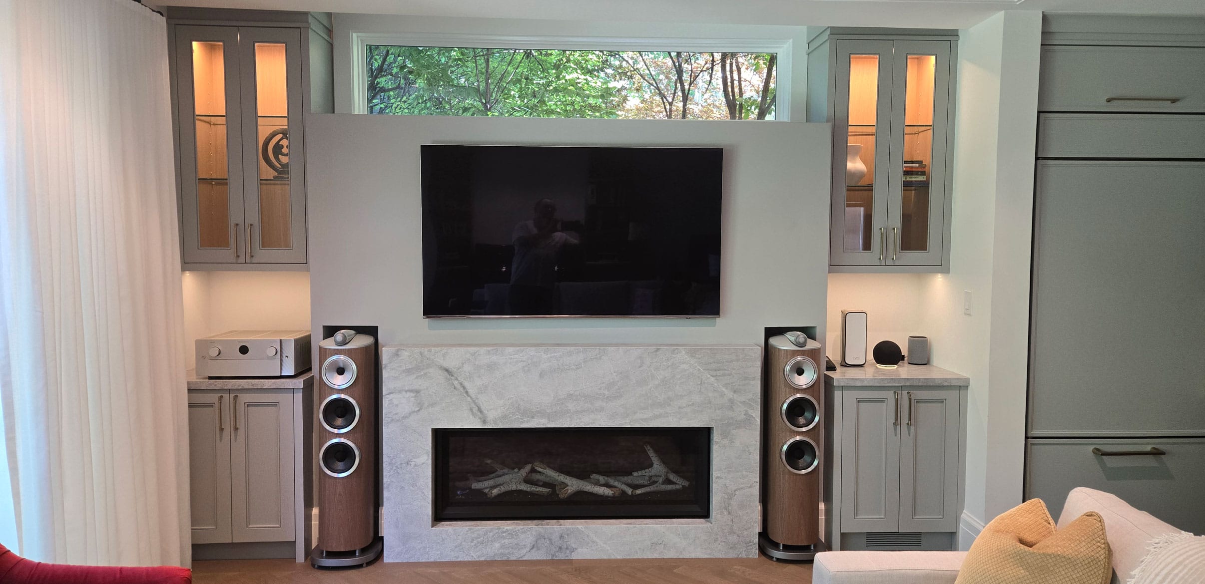 basement fireplace wall 1