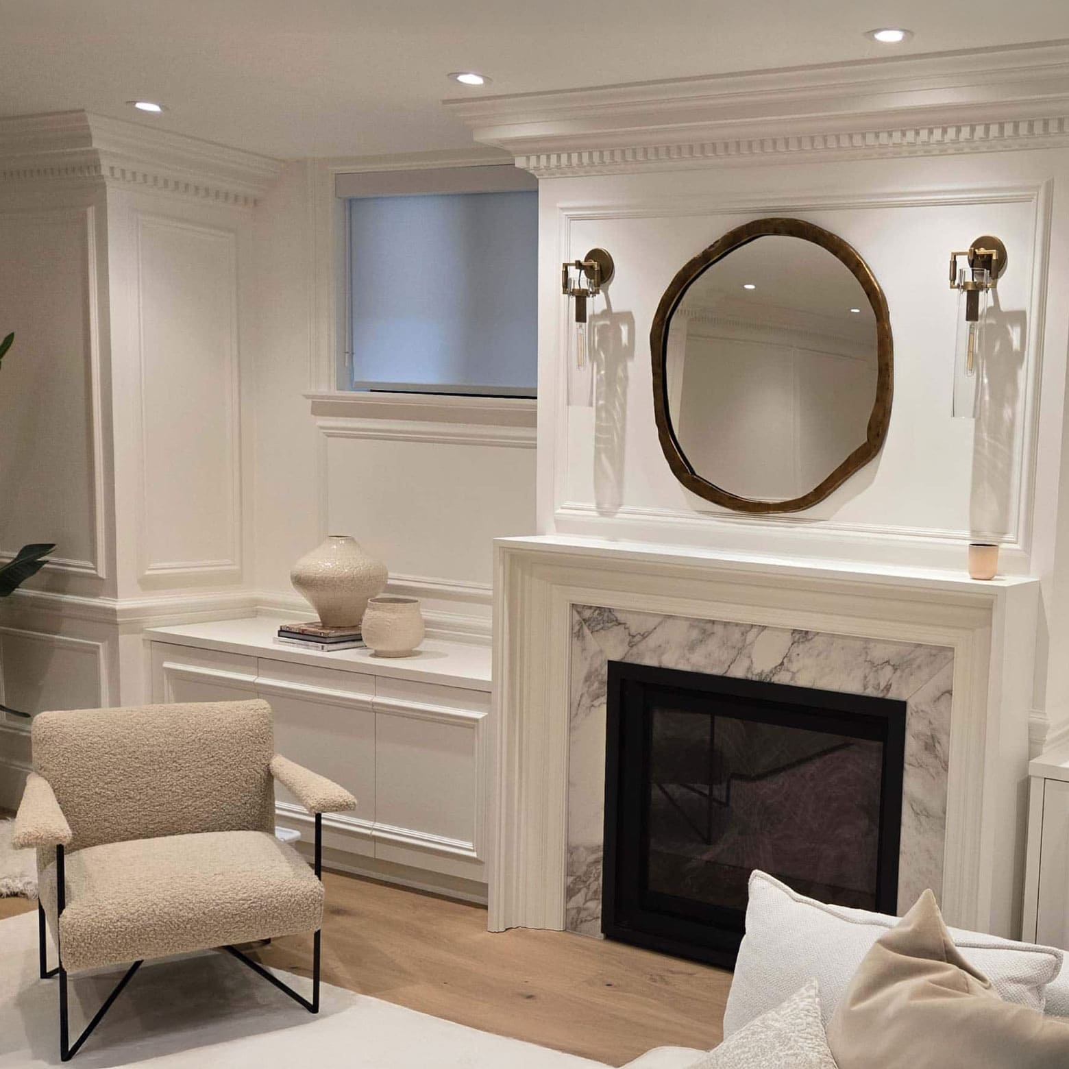 basement fireplace wall