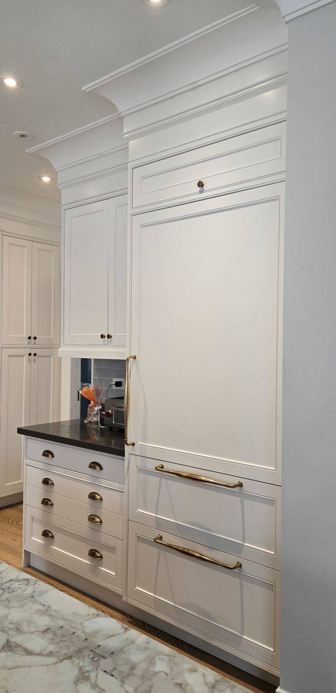white kitchen with storage